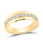 The Radiant Harmony 14kt Yellow Gold Men's Round Diamond Wedding Single Row Band Ring 1/2 Cttw - Top View