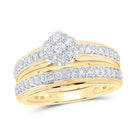The Radiant Love 10kt Yellow Gold His Hers Diamond Cluster Wedding Set - Splendid Jewellery