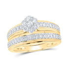 The Radiant Love 10kt Yellow Gold His Hers Diamond Cluster Wedding Set - Splendid Jewellery