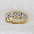 The Radiant Love 10kt Yellow Gold His Hers Round Diamond Cluster Matching Wedding Set 5/8 Cttw Front view from the 10Kt Yellow Gold His Hers Round Diamond Cluster Matching Wedding Set 5 8 Cttwpin284283 collection by Splendid Jewellery