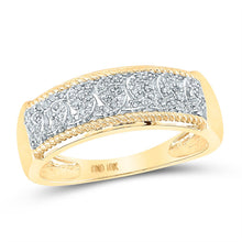 Load image into Gallery viewer, The Radiant Love 10kt Yellow Gold His Hers Round Diamond Cluster Matching Wedding Set 5/8 Cttw Side view from the 10Kt Yellow Gold His Hers Round Diamond Cluster Matching Wedding Set 5 8 Cttwpin284283 collection by Splendid Jewellery