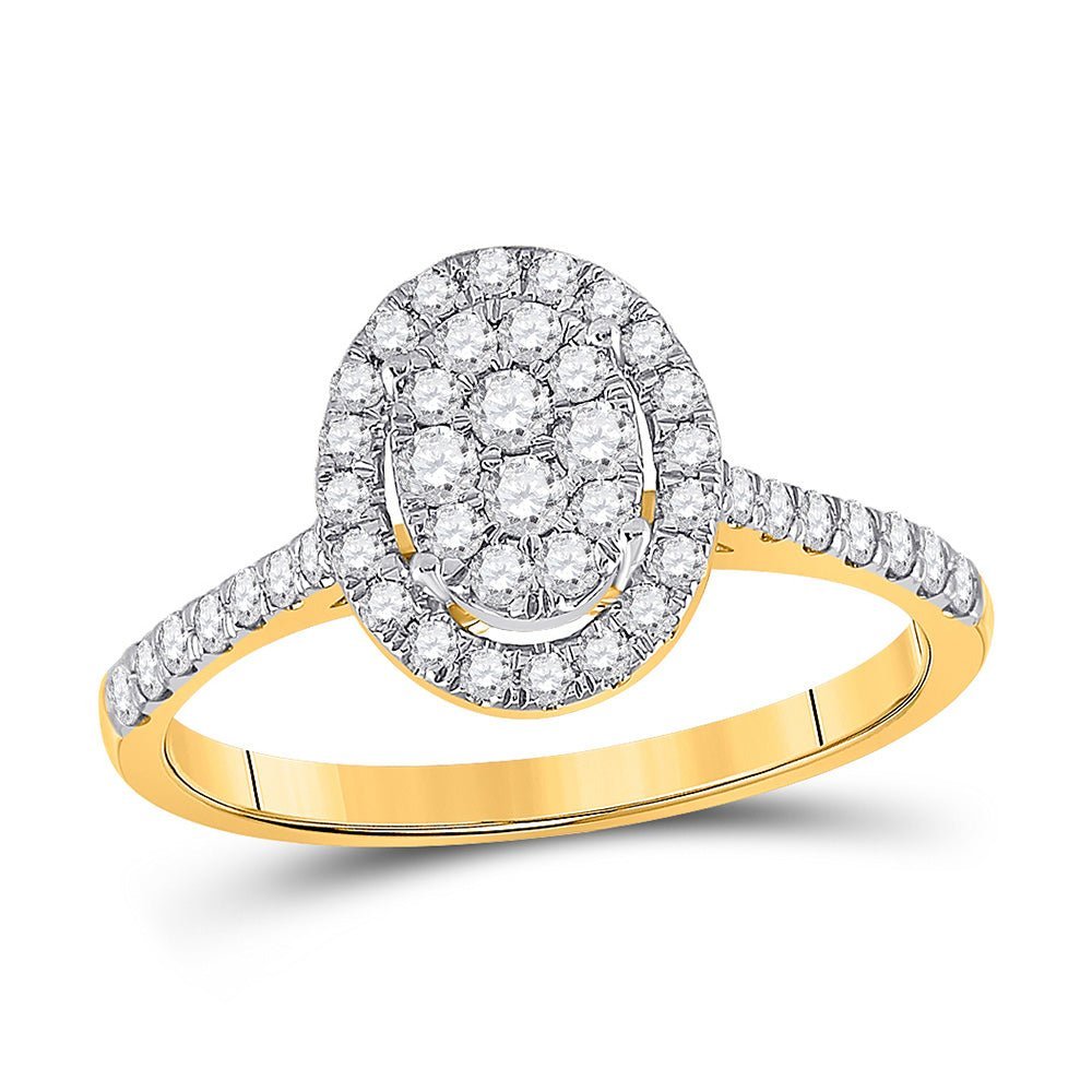 The Radiant Love 10kt Yellow Gold Round Diamond Cluster Bridal Wedding Engagement Ring 1/2 Cttw - Splendid Jewellery