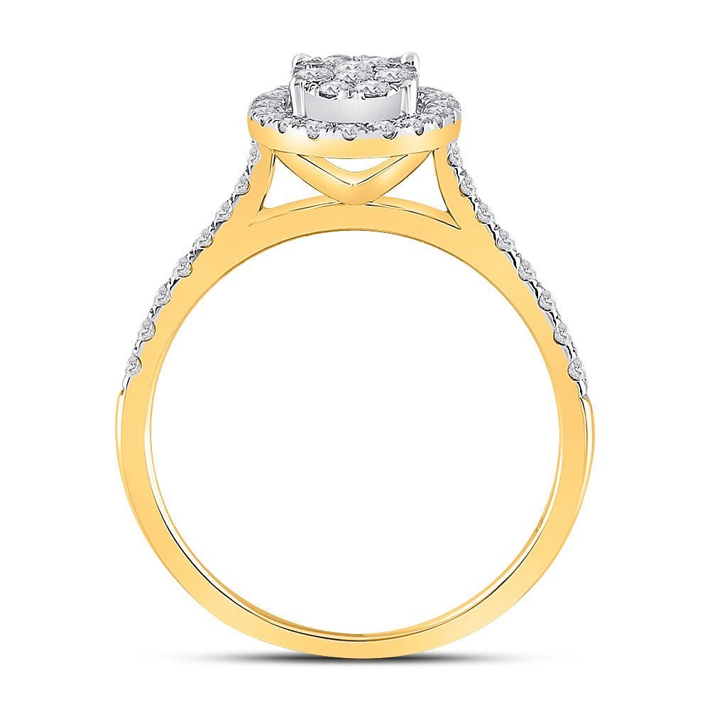 The Radiant Love 10kt Yellow Gold Round Diamond Cluster Bridal Wedding Engagement Ring 1/2 Cttw - Splendid Jewellery