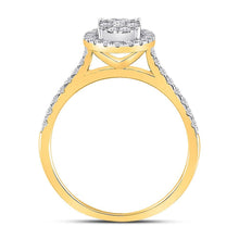 Load image into Gallery viewer, The Radiant Love 10kt Yellow Gold Round Diamond Cluster Bridal Wedding Engagement Ring 1/2 Cttw - Splendid Jewellery