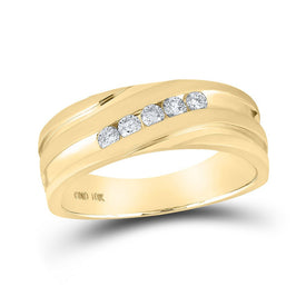 The Regal 10kt Yellow Gold Men's Diagonal Diamond Wedding Band - 1/4 Cttw - Splendid Jewellery