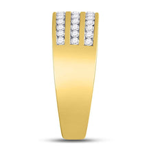 Load image into Gallery viewer, The Regal Love 10kt Yellow Gold His Hers Princess Diamond Cluster Wedding Set Side view from the 10Kt Yellow Gold His Hers Princess Diamond Cluster Matching Wedding Set 1 5 8 Cttwpin250083 collection by Splendid Jewellery