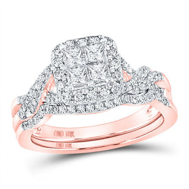 The Regal Rose Diamond Square Bridal Wedding Ring Set - Alternate view 1 from Splendid Jewellery