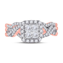 Load image into Gallery viewer, The Regal Rose Diamond Square Bridal Wedding Ring Set - Alternate view 4 from Splendid Jewellery
