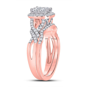 The Regal Rose Diamond Square Bridal Wedding Ring Set - Splendid Jewellery