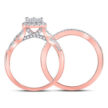 Load image into Gallery viewer, The Regal Rose Diamond Square Bridal Wedding Ring Set - Alternate view 2 from Splendid Jewellery