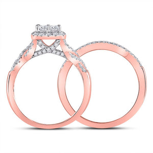 The Regal Rose Diamond Square Bridal Wedding Ring Set - Splendid Jewellery