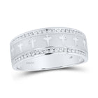 The Regal Unity Ring: 14kt White Gold Mens Round Diamond Wedding Cross Band Ring 1/4 Cttw - Top View
