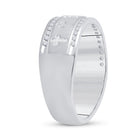 The Regal Unity Ring: 14kt White Gold Mens Round Diamond Wedding Cross Band Ring 1/4 Cttw - Splendid Jewellery
