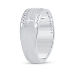 The Regal Unity Ring: 14kt White Gold Mens Round Diamond Wedding Cross Band Ring 1/4 Cttw - Side View