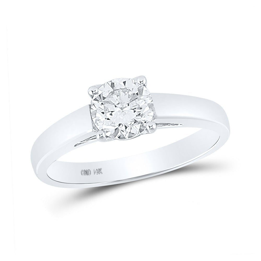 Timeless Beauty: 14kt White Gold Round Diamond Solitaire Bridal Wedding Engagement Ring 1 Cttw - Splendid Jewellery