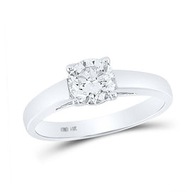 Timeless Beauty: 14kt White Gold Round Diamond Solitaire Bridal Wedding Engagement Ring 1 Cttw - Splendid Jewellery