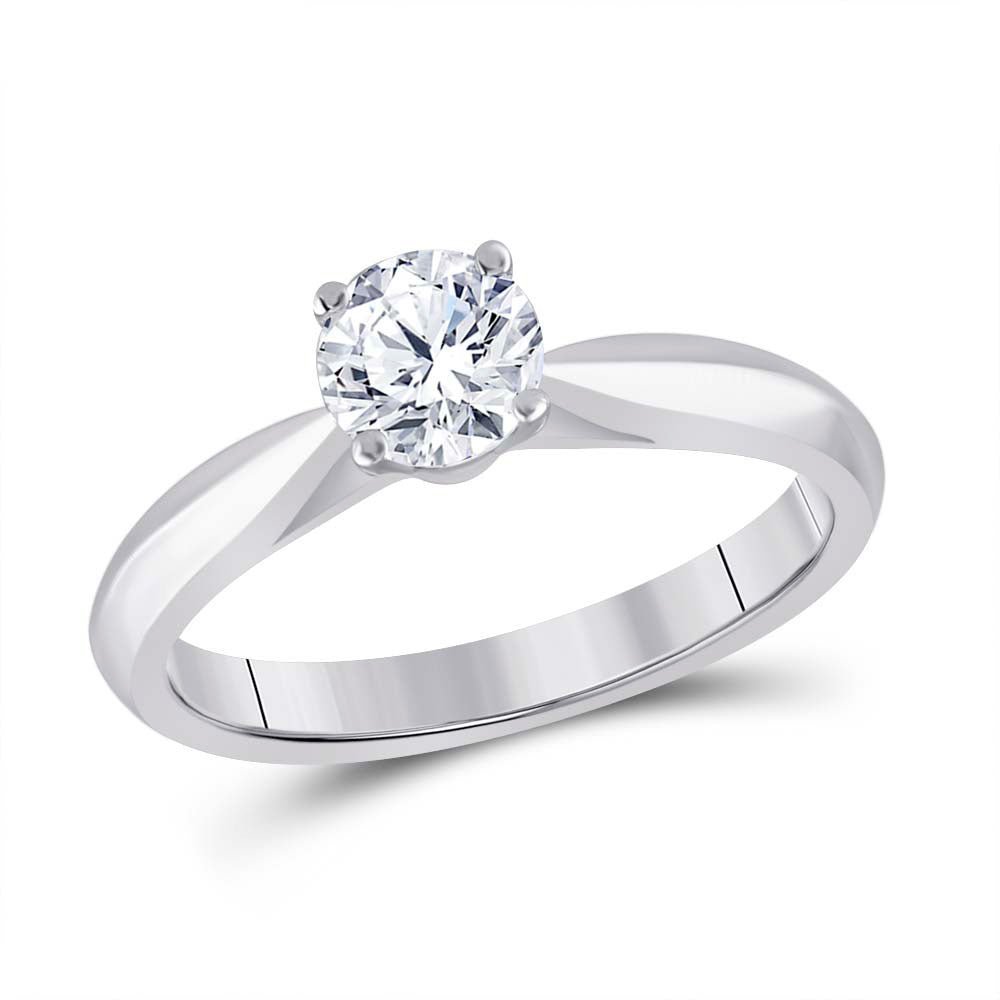Timeless Beauty: 14kt White Gold Round Diamond Solitaire Bridal Wedding Engagement Ring - Splendid Jewellery