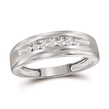 Load image into Gallery viewer, Timeless Brilliance: 10kt White Gold Men's Round Diamond Wedding Band Ring 1/6 Cttw - Splendid Jewellery
