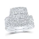 Timeless Brilliance: 14kt White Gold Princess Diamond Square Bridal Wedding Ring Band Set 3 Cttw - Splendid Jewellery