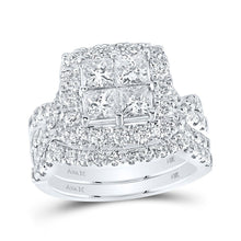 Load image into Gallery viewer, Timeless Brilliance: 14kt White Gold Princess Diamond Square Bridal Wedding Ring Band Set 3 Cttw - Splendid Jewellery