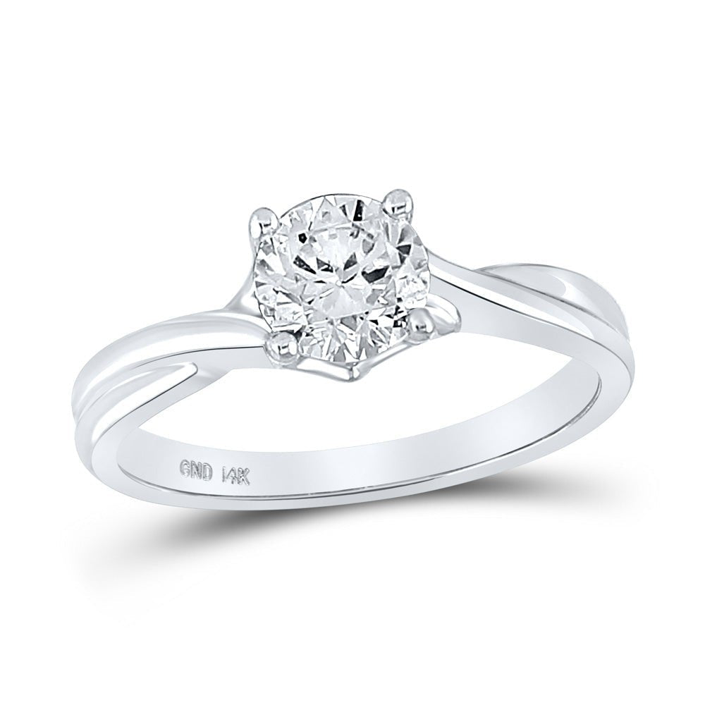 Timeless Brilliance: 14kt White Gold Round Diamond Solitaire Bridal Wedding Engagement Ring 1/2 Cttw - Splendid Jewellery
