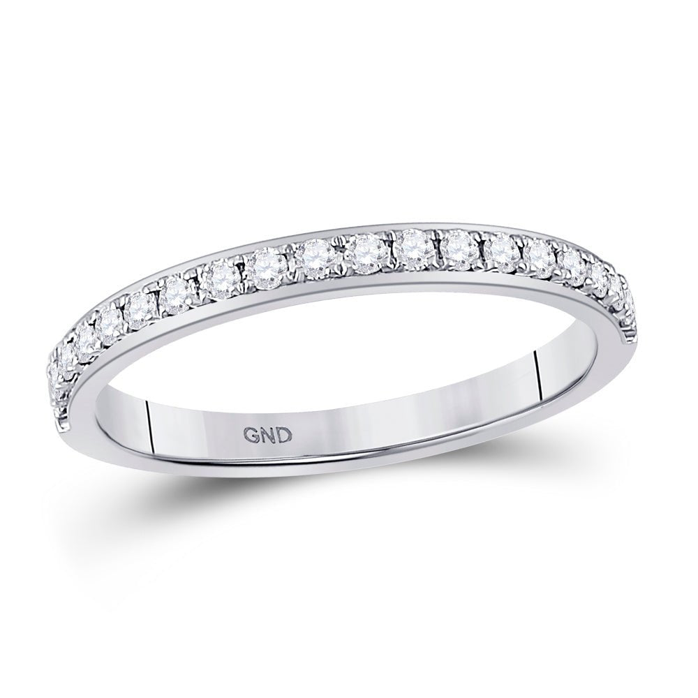 Timeless Brilliance: 14kt White Gold Womens Round Diamond Wedding Single Row Band 1/4 Cttw - Splendid Jewellery