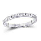Timeless Brilliance: 14kt White Gold Womens Round Diamond Wedding Single Row Band 1/4 Cttw - Splendid Jewellery