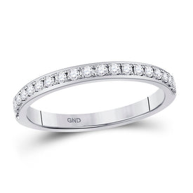 Timeless Brilliance: 14kt White Gold Womens Round Diamond Wedding Single Row Band 1/4 Cttw - Splendid Jewellery