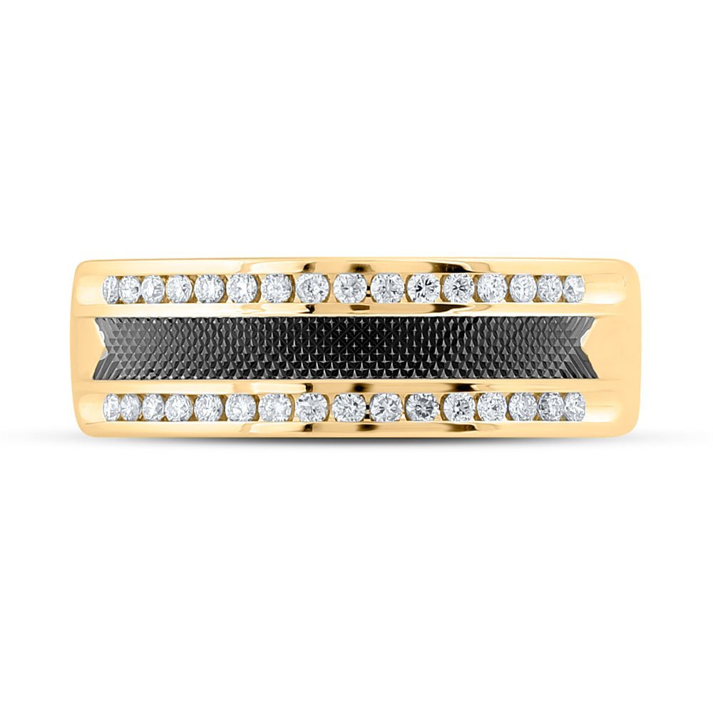 Timeless Brilliance: 14kt Yellow Gold Mens Round Diamond Wedding Band Ring 1/3 Cttw - Splendid Jewellery