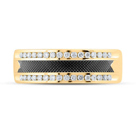 Timeless Brilliance: 14kt Yellow Gold Mens Round Diamond Wedding Band Ring 1/3 Cttw - Front View