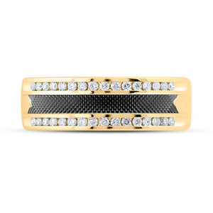 Timeless Brilliance: 14kt Yellow Gold Mens Round Diamond Wedding Band Ring 1/3 Cttw - Splendid Jewellery