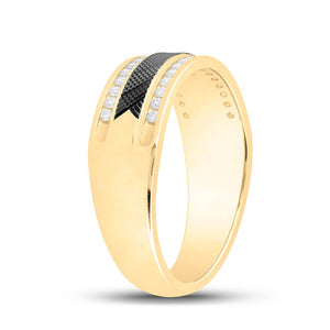 Timeless Brilliance: 14kt Yellow Gold Mens Round Diamond Wedding Band Ring 1/3 Cttw - Splendid Jewellery