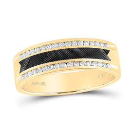 Timeless Brilliance: 14kt Yellow Gold Mens Round Diamond Wedding Band Ring 1/3 Cttw - Top View