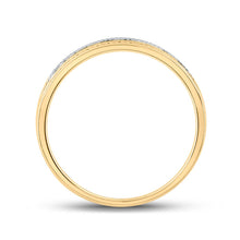 Load image into Gallery viewer, Timeless Brilliance: 14kt Yellow Gold Mens Round Diamond Wedding Band Ring 1/3 Cttw - Side View