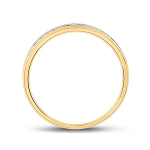 Timeless Brilliance: 14kt Yellow Gold Mens Round Diamond Wedding Band Ring 1/3 Cttw - Splendid Jewellery