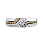 Timeless Elegance: 10kt White Gold Men's Brown Diamond Wedding Band Ring - Alternate view 4 from Splendid Jewellery