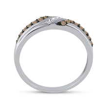 Load image into Gallery viewer, Timeless Elegance: 10kt White Gold Men's Brown Diamond Wedding Band Ring - Splendid Jewellery
