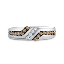 Load image into Gallery viewer, Timeless Elegance: 10kt White Gold Men's Brown Diamond Wedding Band Ring - Splendid Jewellery