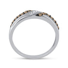 Timeless Elegance: 10kt White Gold Men's Brown Diamond Wedding Band Ring - Alternate view 3 from Splendid Jewellery