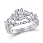 Timeless Love: 10kt White Gold Round Diamond Oval Bridal Wedding Ring Band Set - Splendid Jewellery
