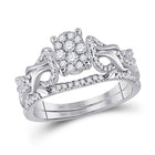 Timeless Love: 10kt White Gold Round Diamond Oval Bridal Wedding Ring Band Set - Splendid Jewellery