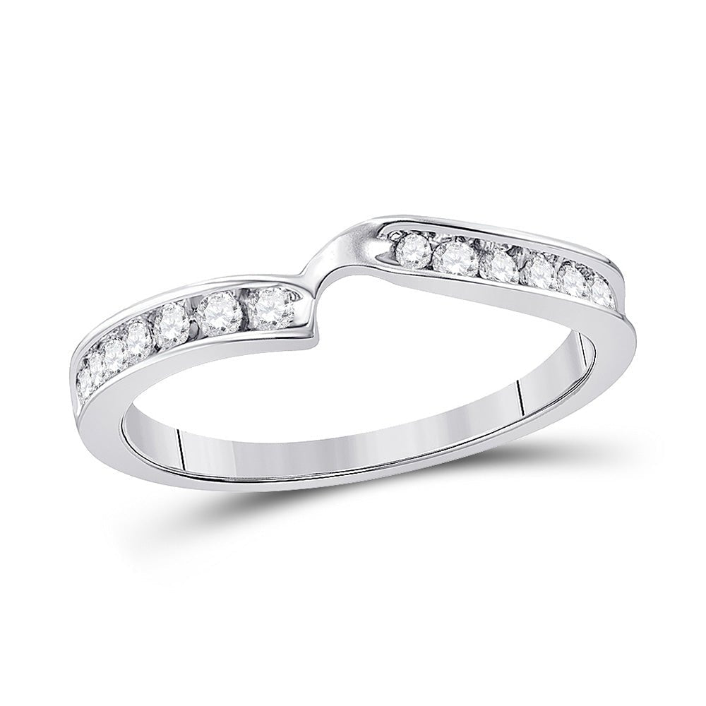 Timeless Love: 10kt White Gold Womens Round Diamond 2 - stone Wedding Band - Splendid Jewellery