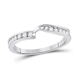 Timeless Love: 10kt White Gold Womens Round Diamond 2 - stone Wedding Band - Splendid Jewellery
