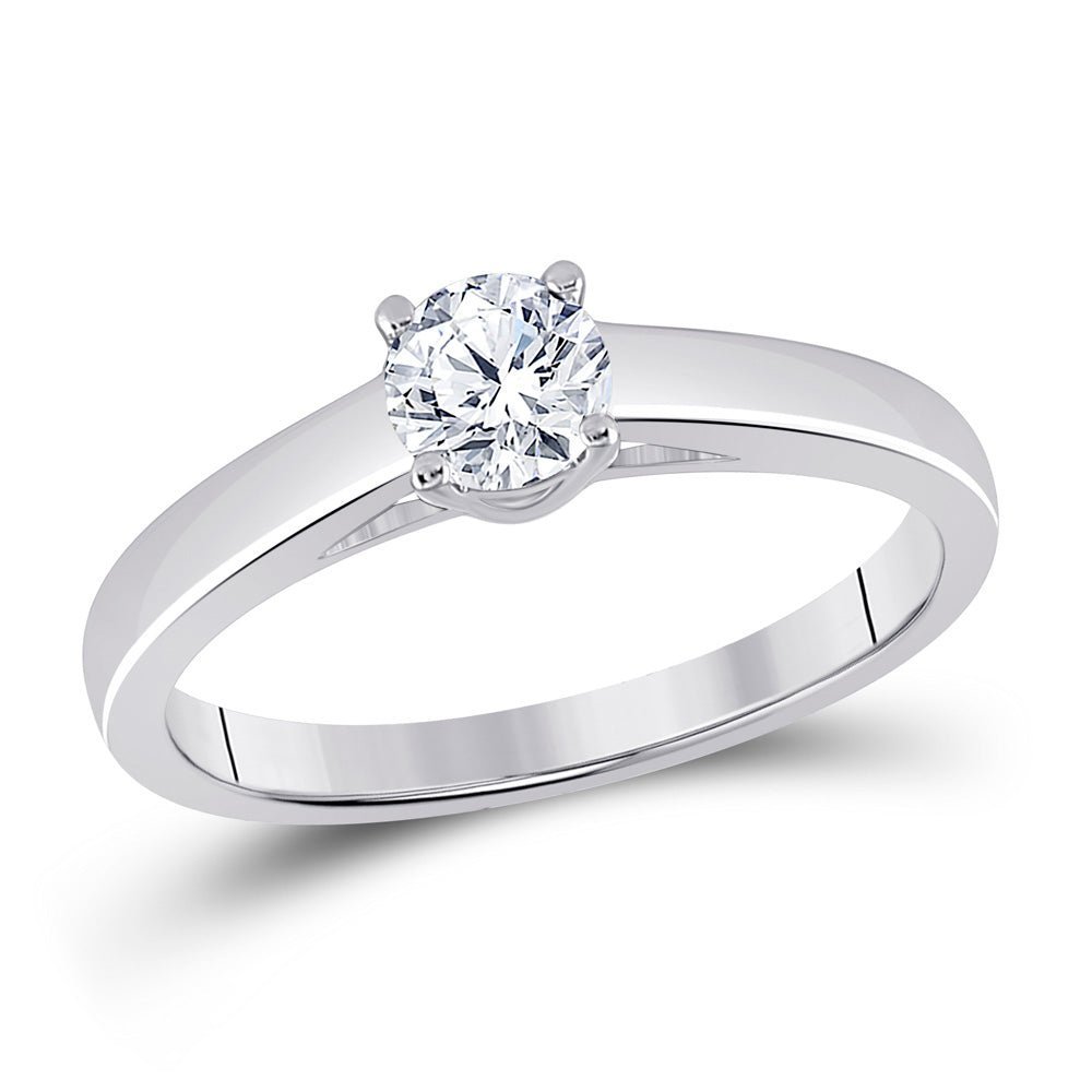 Timeless Love: 14kt White Gold Round Diamond Solitaire Bridal Wedding Engagement Ring 1/2 Cttw - Splendid Jewellery