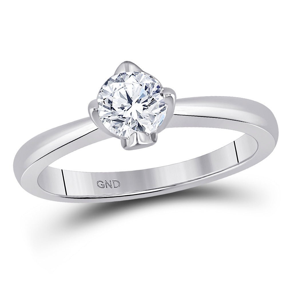 Timeless Love: 14kt White Gold Round Diamond Solitaire Bridal Wedding Engagement Ring 1/2 Cttw - Splendid Jewellery