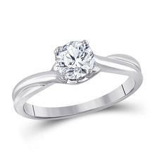 Load image into Gallery viewer, Timeless Love: 14kt White Gold Round Diamond Solitaire Bridal Wedding Engagement Ring - Top View