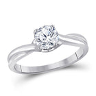 Timeless Love: 14kt White Gold Round Diamond Solitaire Bridal Wedding Engagement Ring - Top View