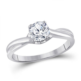 Timeless Love: 14kt White Gold Round Diamond Solitaire Bridal Wedding Engagement Ring - Top View