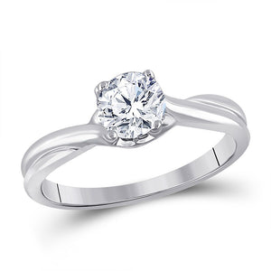 Timeless Love: 14kt White Gold Round Diamond Solitaire Bridal Wedding Engagement Ring - Splendid Jewellery