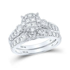 Timeless Radiance: 10kt White Gold Princess Diamond Bridal Wedding Ring Band Set 1 - 1/2 Cttw - Splendid Jewellery